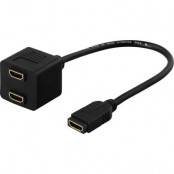 DELTACO HDMI-adapter, 1xHDMI ho till 2xHDMI ho, 19-pin
