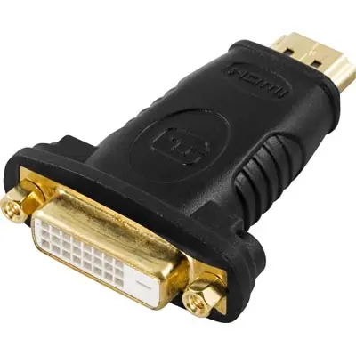 DELTACO HDMI-adapter, hane till DVI-D hona, svart