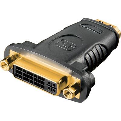 DELTACO HDMI-adapter, HDMI hona till DVI-D hona, svart