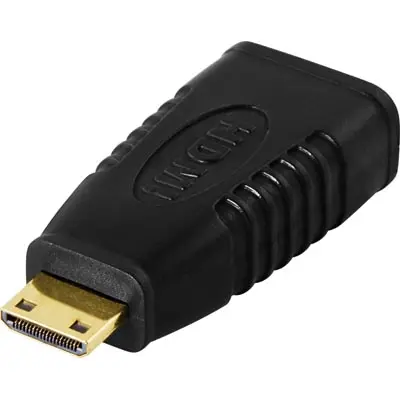 DELTACO HDMI-adapter, mini HDMI ha till HDMI ho, 19-pin, guldpläterad
