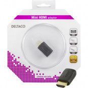DELTACO HDMI-adapter, mini HDMI ho till HDMI ha, 19-pin, guldpläterad