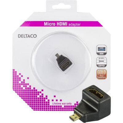 DELTACO HDMI High Speed with Ethernet adapter, Micro HDMI ha - HDMI ho
