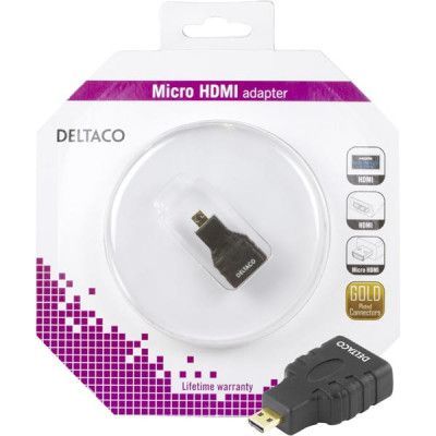 DELTACO HDMI High Speed with Ethernet adapter, Micro HDMI ha - HDMI ho