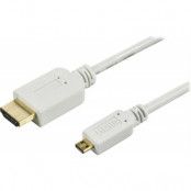 DELTACO HDMI-kabel, 1.4+E, 19-pin ha-Micro 19-pin ha, 1080p, vit