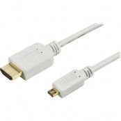 DELTACO HDMI-kabel, 1.4+E, 19-pin ha-Micro 19-pin ha, 1080p, vit, 2m