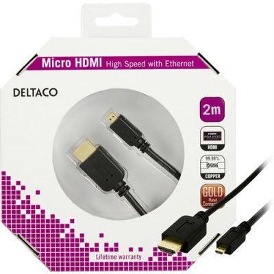 DELTACO HDMI kabel 60Hz, 2m - Svart