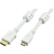 DELTACO HDMI-kabel, hane till mini ha, 1m, vit