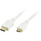 DELTACO HDMI-kabel, hane till mini hane, 2m, vit