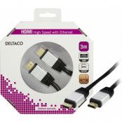 DELTACO HDMI-kabel v1,4 19-pin ha-ha 4K Ethernet 3D returljud 3m