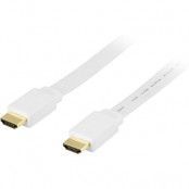 DELTACO HDMI-kabel, v1,4+Ethernet, 19-pin ha-ha, 1080p, flat, vit 1,5m