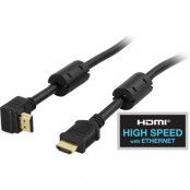 DELTACO HDMI-kabel, v1,4+Ethernet, 19-pin ha-ha, 1080p,vinkl,svart, 3m