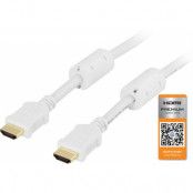 DELTACO HDMI-kabel, v1,4+Ethernet, 19-pin ha-ha, 1080p, vit, 1m