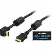 DELTACO HDMI-kabel, v1,4+Ethernet, 19-pin ha-vink, ha, 1080p, svar, 1m