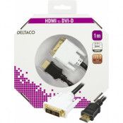 DELTACO HDMI till DVI kabel, 19-pin-DVI-D Single Link, 1m, svart