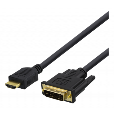 DELTACO HDMI till DVI-kabel, 1m - Svart