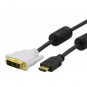 DELTACO HDMI till DVI-kabel, 1m - Svart/Vit