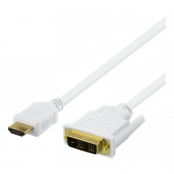 Deltaco HDMI till DVI-kabel, 3m - Vit
