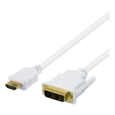 Deltaco HDMI till DVI-kabel, 3m - Vit