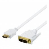 Deltaco HDMI till DVI-kabel, 5m - Vit
