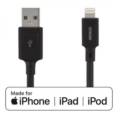 Deltaco Lightning Kabel 3m - Svart