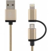 Deltaco Lightning- & MicroUSB- till USB-kabel