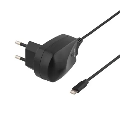 DELTACO lightning väggladdare,1A, MFi, 1,2m, svart
