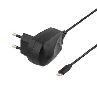 DELTACO lightning väggladdare, 2,4A, MFi, 1,2m, svart