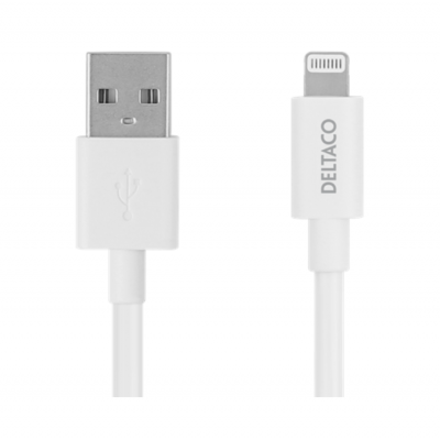 Deltaco MFi Lightning Till USB-A Kabel 1m - Vit