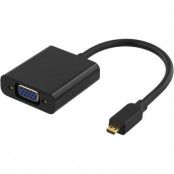 DELTACO micro HDMI till VGA-adapter, 0,2m, svart