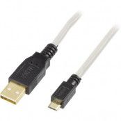 DELTACO Micro USB guldpläterad 1m, beige/svart
