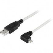 DELTACO Micro USB högervinklad 1m, grå/svart