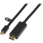 DELTACO Miini DisplayPort till HDMI monitorkabel med ljud, 1m - Svart