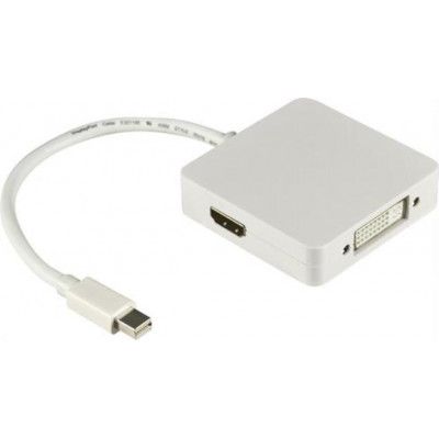 Deltaco Mini DisplayPort till DVI / HDMI / DisplayPort Adapter - Vit