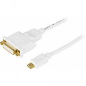Deltaco Mini DisplayPort till DVI-I Dual Link Kabel - Vit