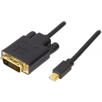 DELTACO Mini DisplayPort till DVI-I Kabel, 1m - Svart
