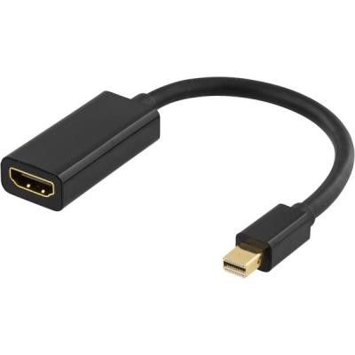 DELTACO Mini DisplayPort till HDMI-adapter med ljud, 20-pin ha - 19-pin ho, guld