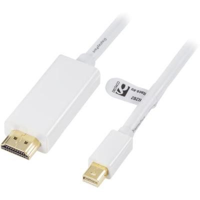 DELTACO mini DisplayPort till HDMI kabel, ha-ha, 3m, vit