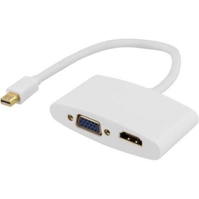 DELTACO mini DisplayPort till HDMI och VGA-adapter, 20-pin ha - 19-pin ho och 15