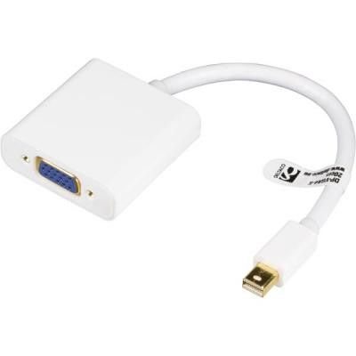 DELTACO Mini DisplayPort till VGA-adapter, 20-pin ha - 15-pin ho, 0,2m, vit