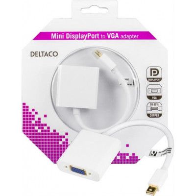 Deltaco Mini DisplayPort till VGA-Adapter - Vit