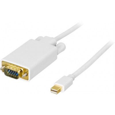 Deltaco Mini DisplayPort till VGA kabel 2m - Vit