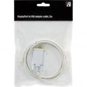 DELTACO mini DisplayPort till VGA(HD15)-kabel, 20-pin ha - 15-pin ha, 2m, vit