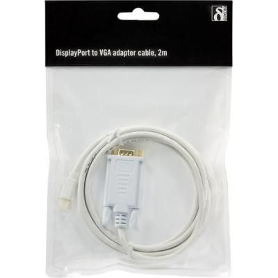DELTACO mini DisplayPort till VGA(HD15)-kabel, 20-pin ha - 15-pin ha, 2m, vit