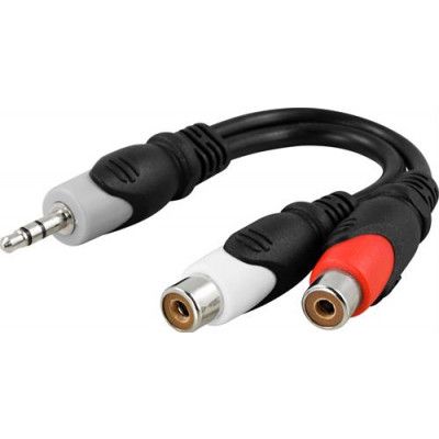 DELTACO multimedia-adapter 3,5mm ha till 2xRCA ho