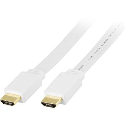 DELTACO platt HDMI-kabel, 0,5m, vit