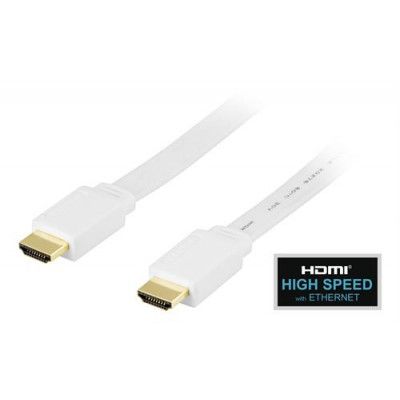 DELTACO platt HDMI kabel, 0.5m - Vit