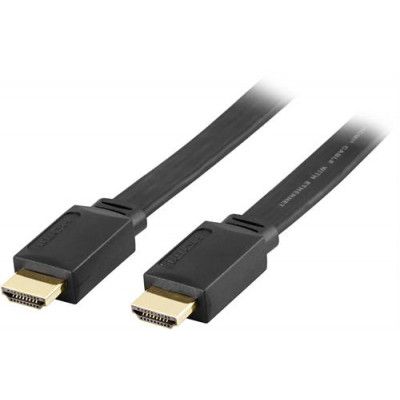 DELTACO platt HDMI kabel, 1m - Svart