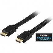 DELTACO platt HDMI kabel, 2m - Svart