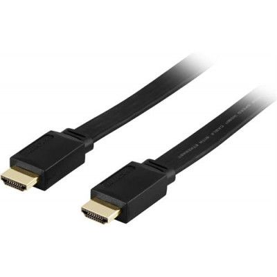 DELTACO platt HDMI kabel Guldpläterade 10m - Svart