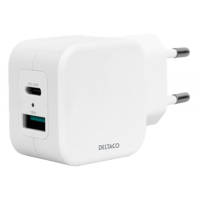 Deltaco Power Väggladdare USB-A Till USB-C 20W - Vit